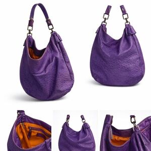 Nuti Purple Ostrich Leather Hobo Bag